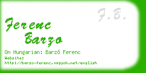 ferenc barzo business card